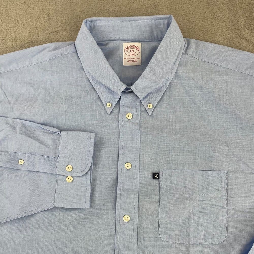 Brooks Brothers Shirt Men 2XL Blue Long Sleeve Pocket 346 Preppy Office NWT